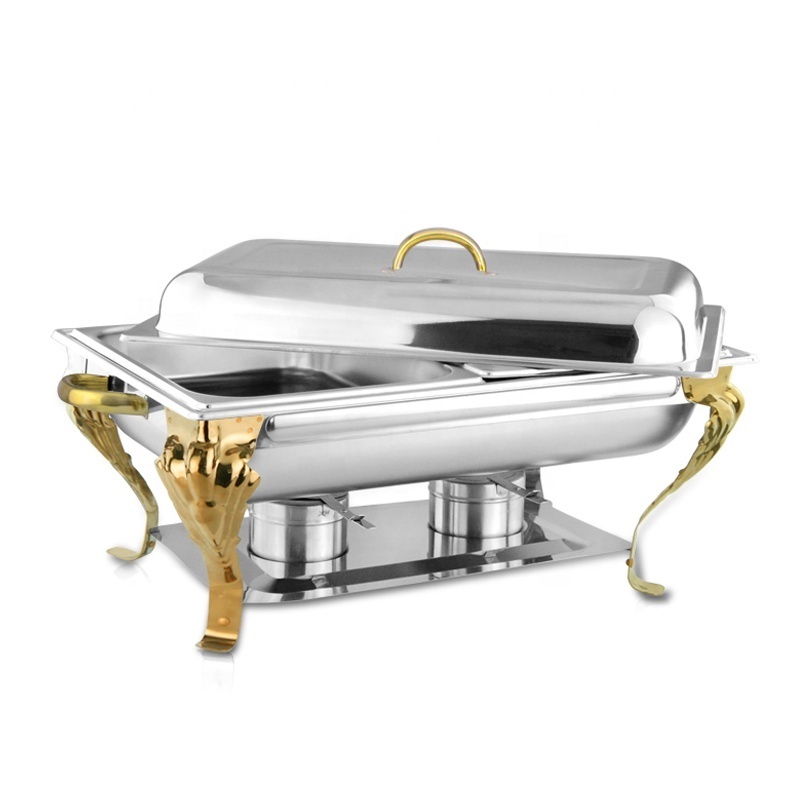 Wholesale Hotel Gold Induction Buffet Food Warmer Stainless Steel Chafing Dishes For Catering