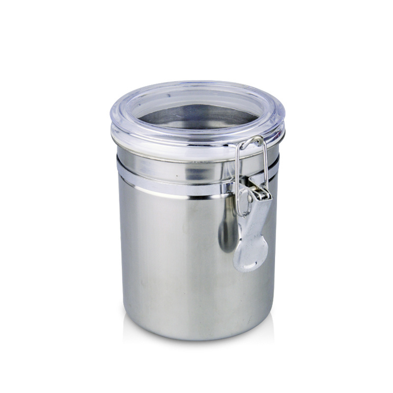 Metal acrylic air tight kitchen storage food canisters stainless steel sugar coffee tea canister set with lid