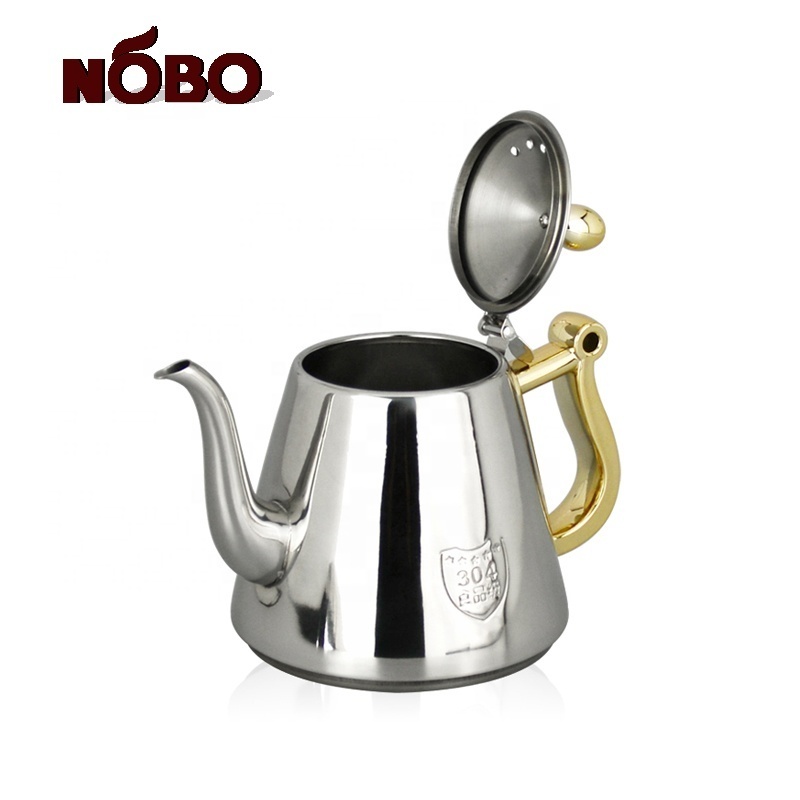 High Quality turkey coffee Kettle teapot 1.2L Stainless Steel Instant moroccan tea pot kettle with Infuser Strainer