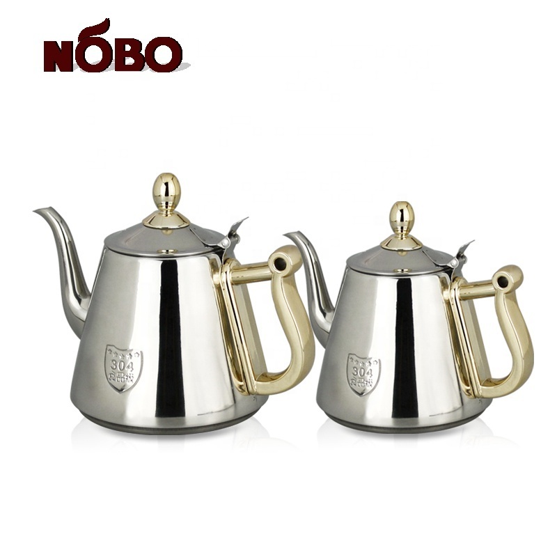 High Quality turkey coffee Kettle teapot 1.2L Stainless Steel Instant moroccan tea pot kettle with Infuser Strainer