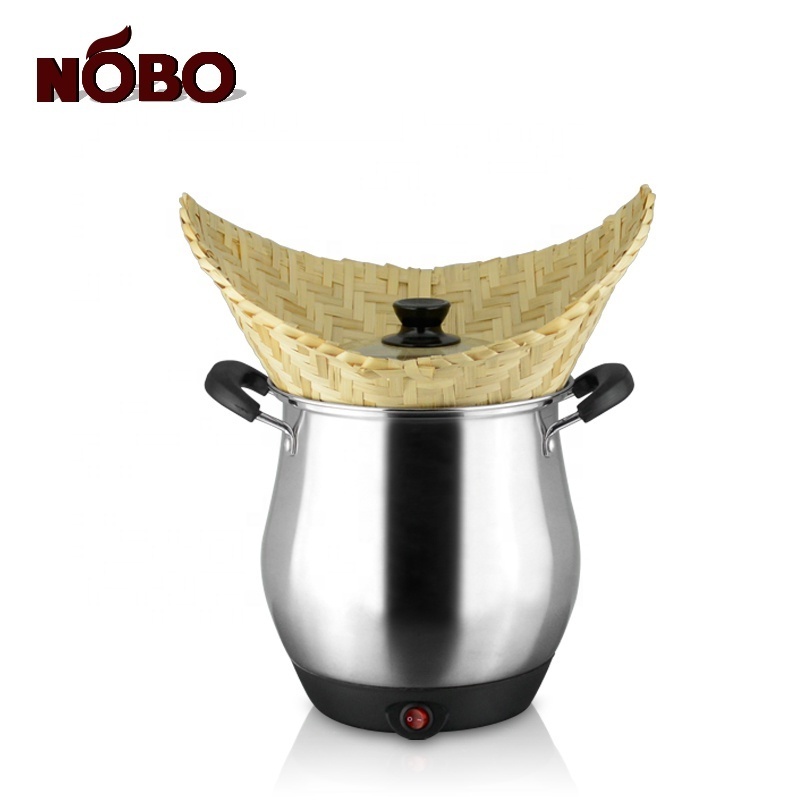 NOBO Cheap Price Lao Rice Steam Cooker Stainless Steel Electric Food Steamer with Glass Lids