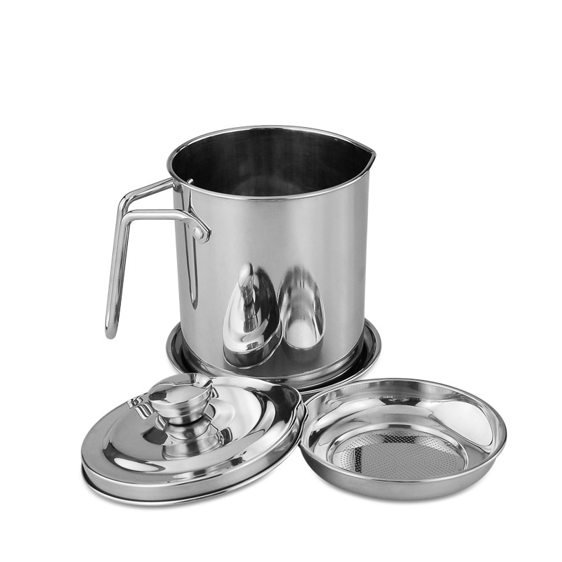 Grease Holder Frying Oil Separator Storage Container Stainless Steel Cooking Grease Can with grease container with strainer