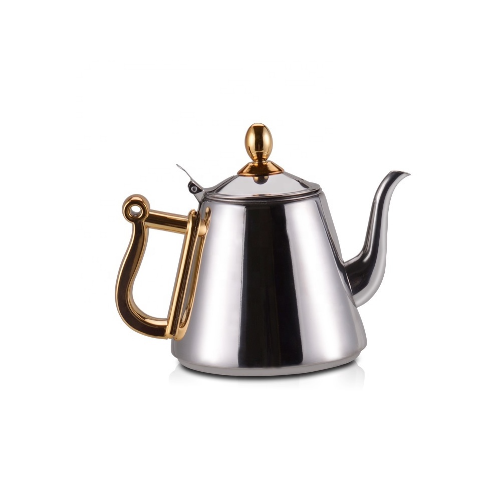 Wholesale high quality camping 1.2L stainless steel gold silver arabia tea pot kitchenware teapot with infuser