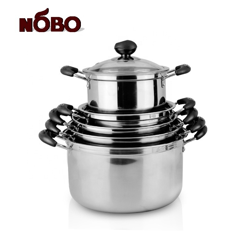 10pcs korea kitchen product cooking post set stainless steel cookware pot with double handle