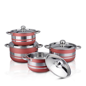 Good quality wholesale NOBO 8-Piece double bottom stainless steel cookware with customized color