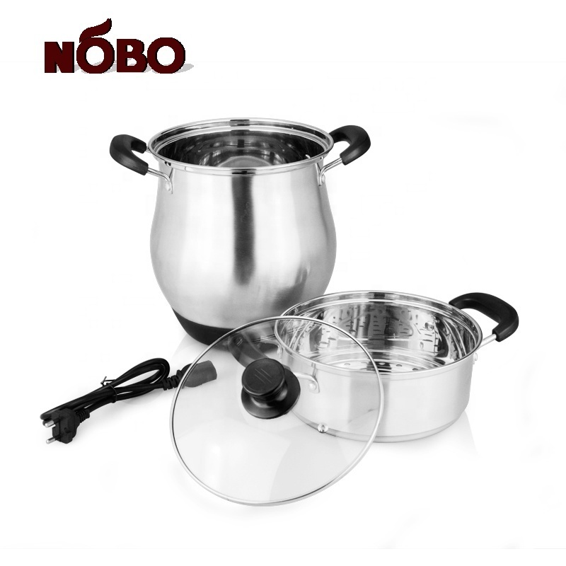 NOBO Cheap Price Lao Rice Steam Cooker Stainless Steel Electric Food Steamer with Glass Lids