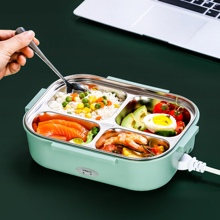 Portable Custom Office Rechargeable Metal Self Heating Food Warmer Bento Box Electric Stainless Steel Lunch Box