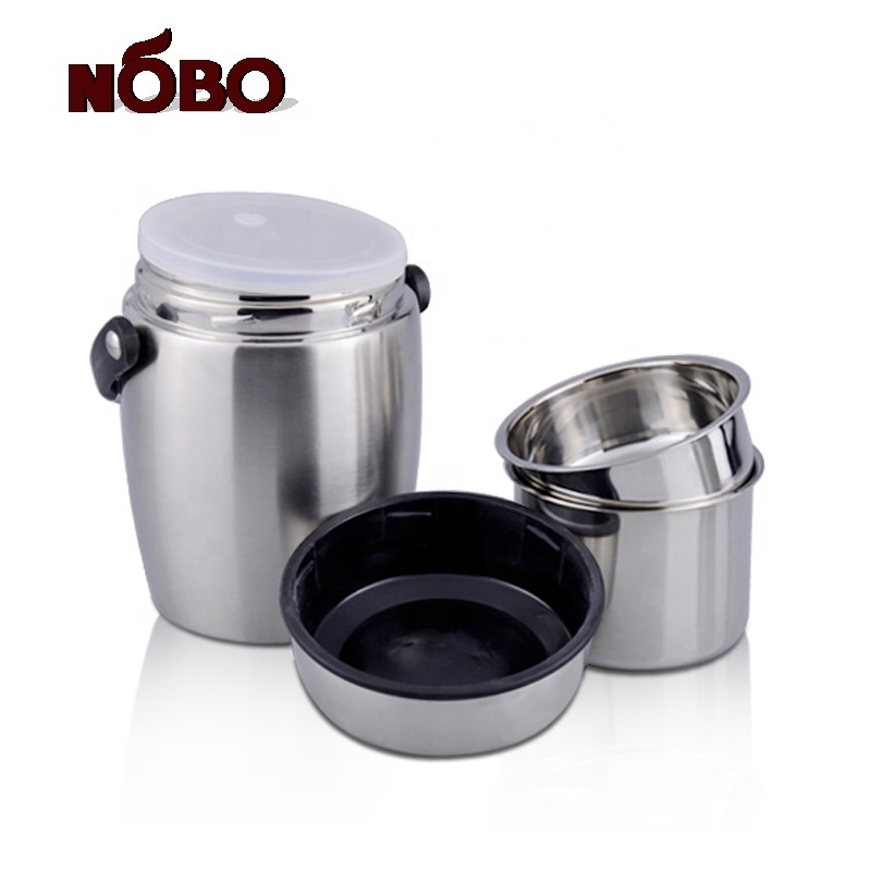 Portable Layer Food Warmer Container Stainless Steel Insulated Thermal Vacuum bento Lunch Box with Handle