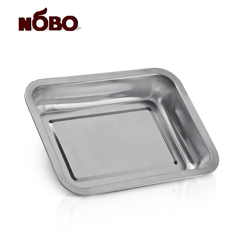 Manufacturers Silver Rectangle Serving Metal Tray Stainless Steel Custom Rolling Tray