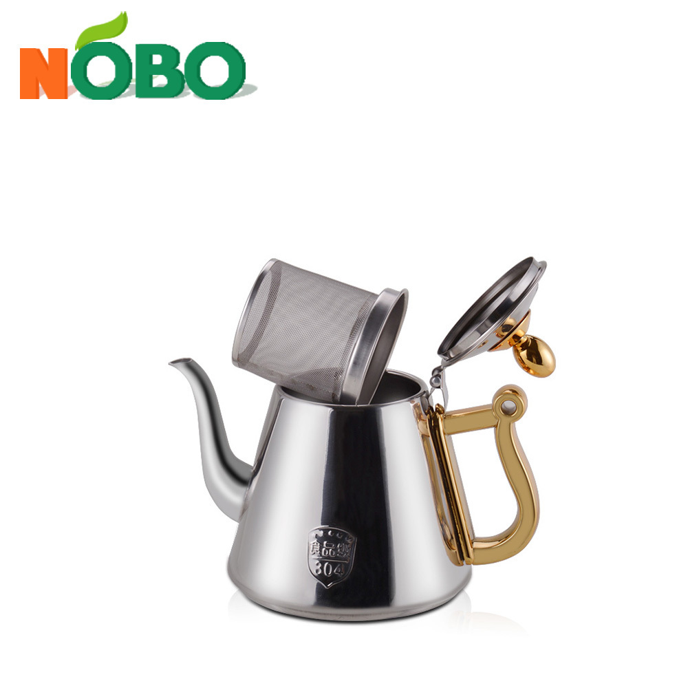 Wholesale high quality camping 1.2L stainless steel gold silver arabia tea pot kitchenware teapot with infuser