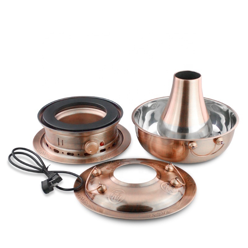 Wholesale stainless steel copper charcoal grill hotpot shabu shabu hot pot electric