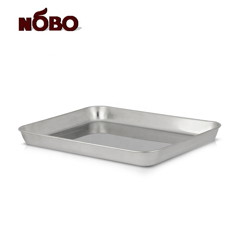 NOBO Food Grade Rectangular Buffet Food Serving Dish Dinner Plate 304 Stainless Steel Bbq Tray