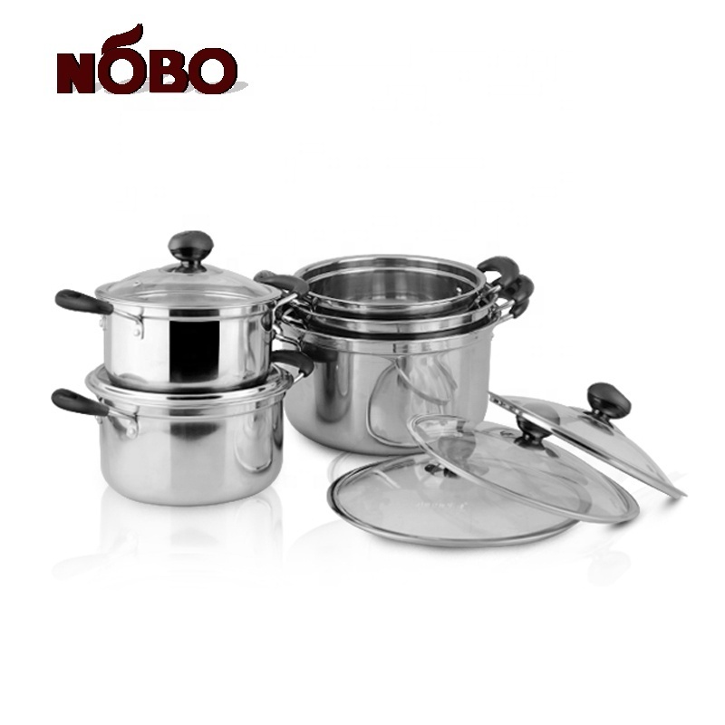 10pcs korea kitchen product cooking post set stainless steel cookware pot with double handle