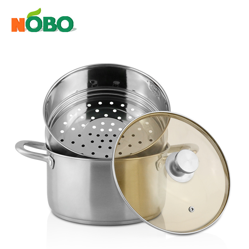 High Efficiency double layer kitchen seafood bun soup steamer stainless steel dim sum steamer