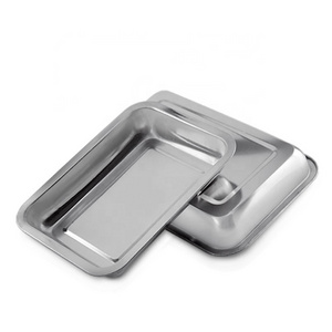 Manufacturers Silver Rectangle Serving Metal Tray Stainless Steel Custom Rolling Tray