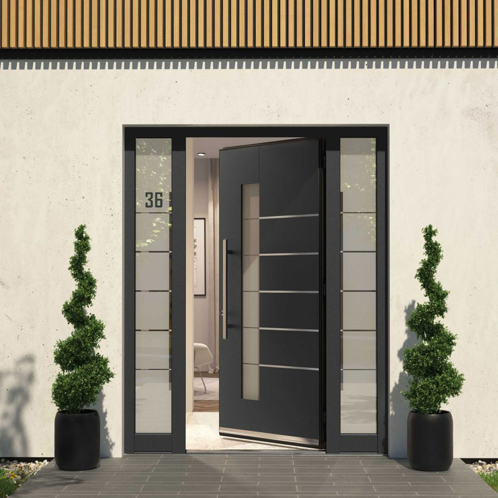 Luxury Villa Pivot Entrance Doors Modern Large Aluminium Pivot Front Door Double Tempered Insulation Glass Pivot Door