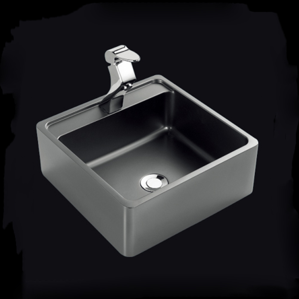 High Quality Modern Designed Bathroom Sanitary Ware 304 Stainless Steel PVC Counter-top Sink Hand Wash Basin