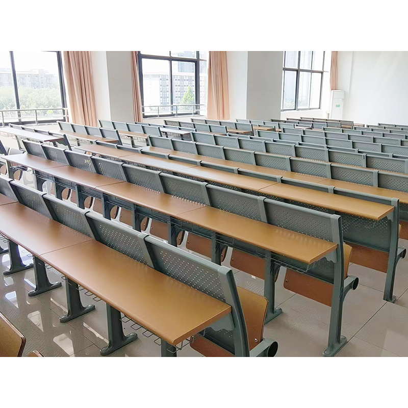 Modern School Furniture Student College Folded Desk And Chair Classroom School Ladder Lecture Hall Chair With Armrest Metal