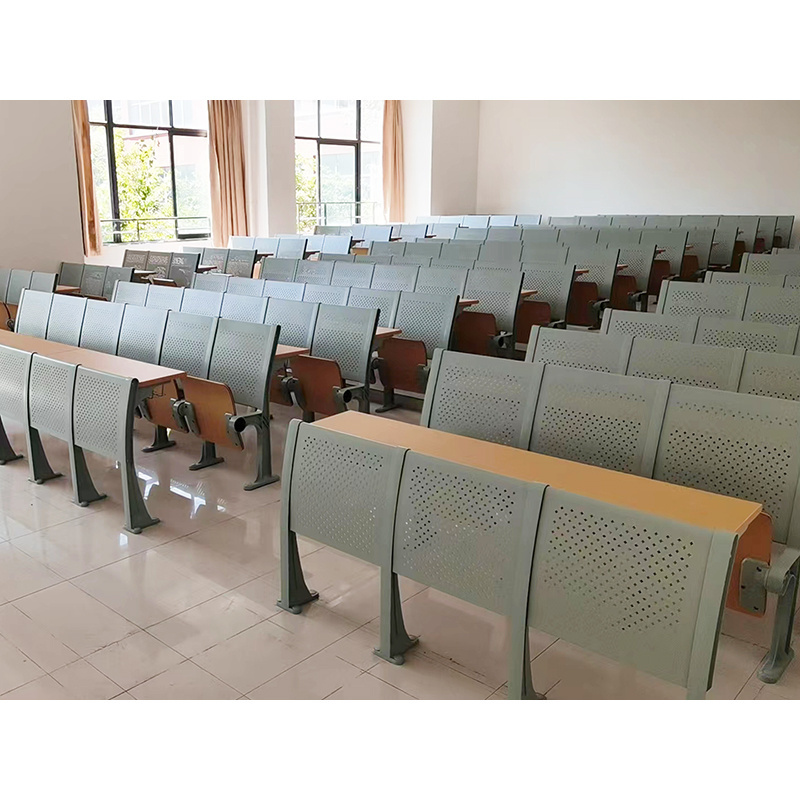 Modern School Furniture Student College Folded Desk And Chair Classroom School Ladder Lecture Hall Chair With Armrest Metal