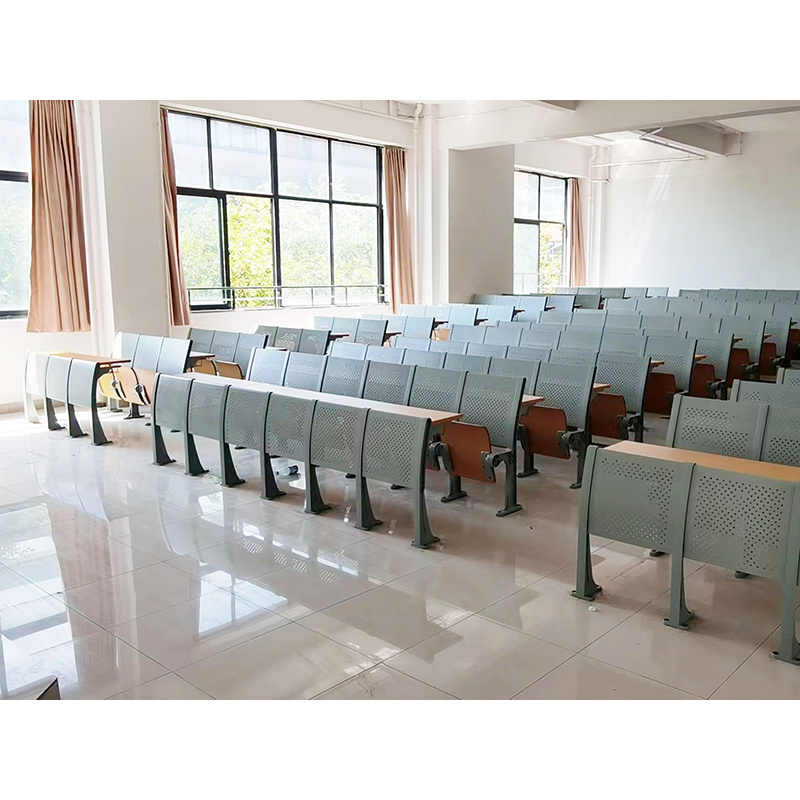 Modern School Furniture Student College Folded Desk And Chair Classroom School Ladder Lecture Hall Chair With Armrest Metal