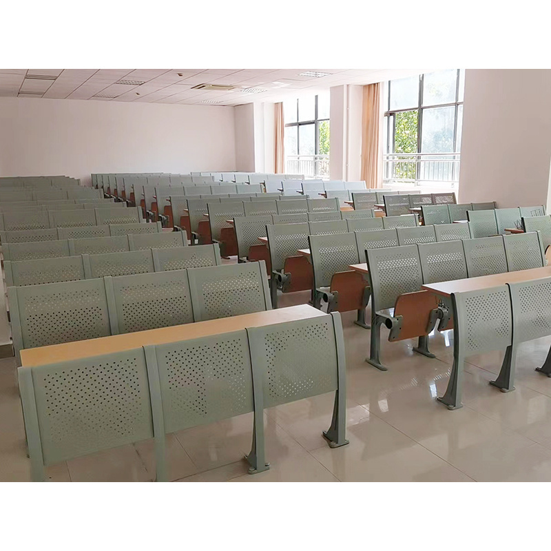 Modern School Furniture Student College Folded Desk And Chair Classroom School Ladder Lecture Hall Chair With Armrest Metal