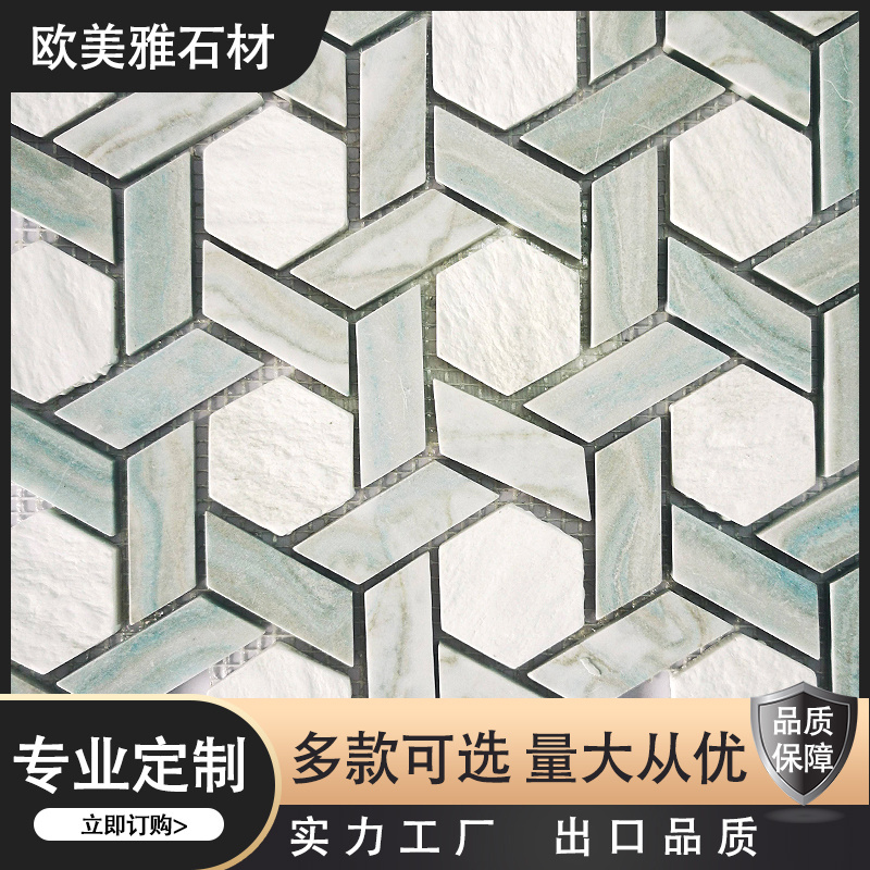 Factory Custom Hexagonal Knitting Pattern Resin Mosaic For Floor Decoration Bathroom Kitchen Mosaic Tiles