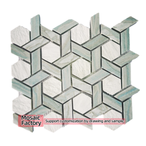 Factory Custom Hexagonal Knitting Pattern Resin Mosaic For Floor Decoration Bathroom Kitchen Mosaic Tiles