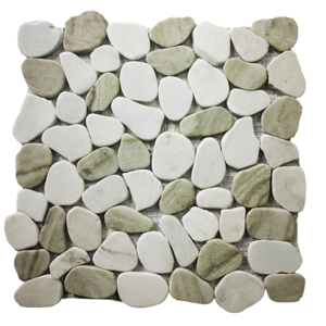 Wholesale custom matte surface mixed color flat cut pebble marble resin mosaic stone tiles for indoor and outdoor walls