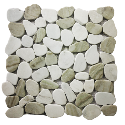 Wholesale custom matte surface mixed color flat cut pebble marble resin mosaic stone tiles for indoor and outdoor walls