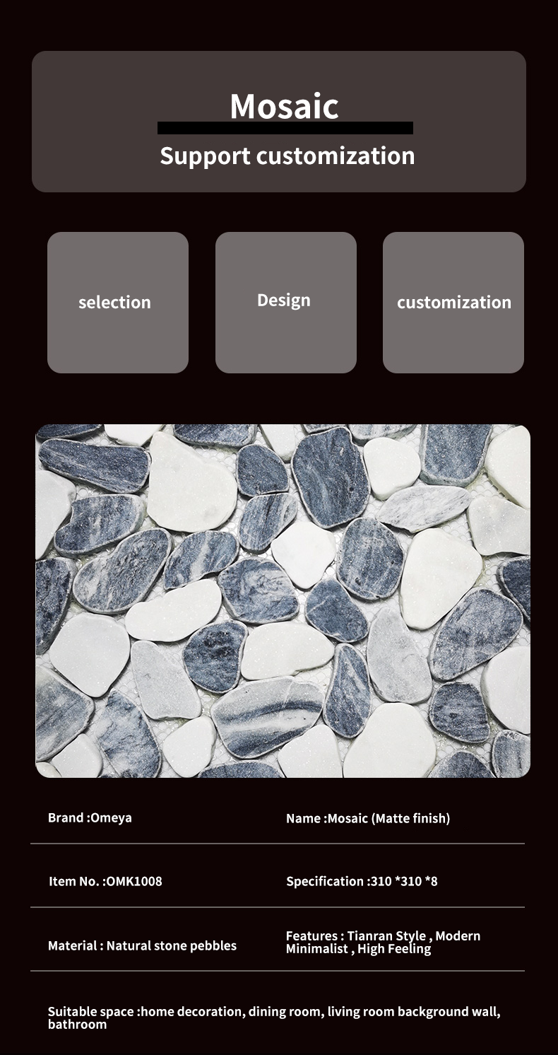 Factory Irregular Shape Pebble Matte Surface Mosaic Natural Marble Mosaic Tiles  For Bathroom Indoor Outdoor Floor