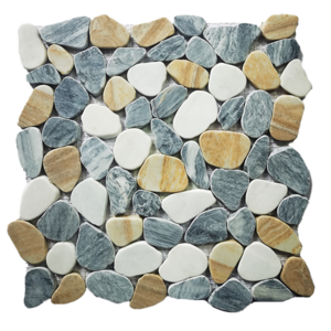 Factory High Quality Irregular Shape Marble Resin Cobble Wall Mosaic Tiles For Bathroom Kitchen Garden Decoration