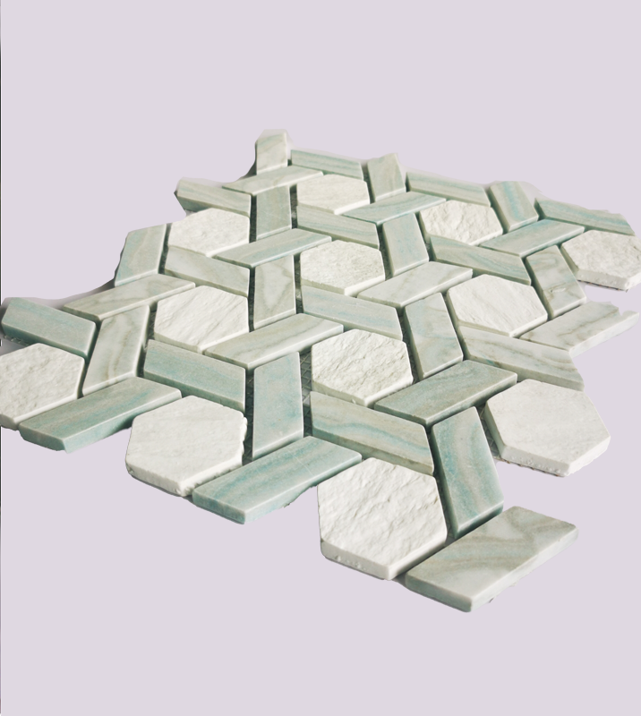 Factory Custom Hexagonal Knitting Pattern Resin Mosaic For Floor Decoration Bathroom Kitchen Mosaic Tiles