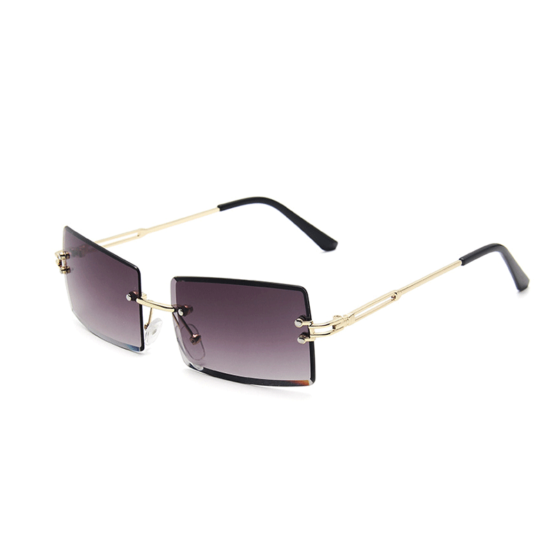 Factory direct italian design ce luxury rimless rectangle small size Men square frame sunglasses 2022