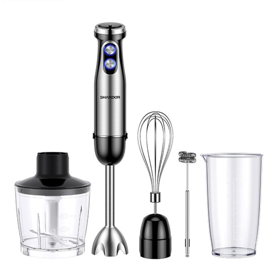 Stainless Steel Portable Mixer with Whisk Attachment Juicer Shakes Baby Food Electric Handheld Immersion Hand Blender