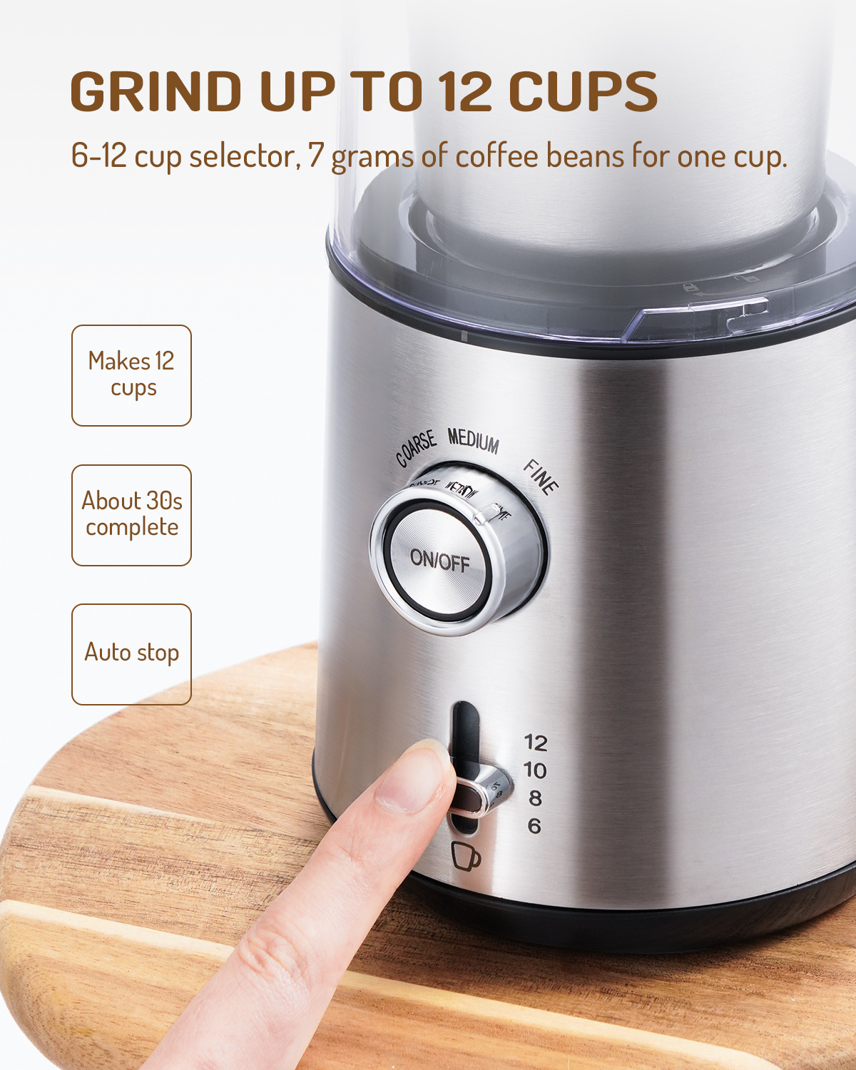 Coffee and Spice Grinder with Removable Dishwasher Safe Bowl 5 Cup Easy to Use Electric Coffee Grinder