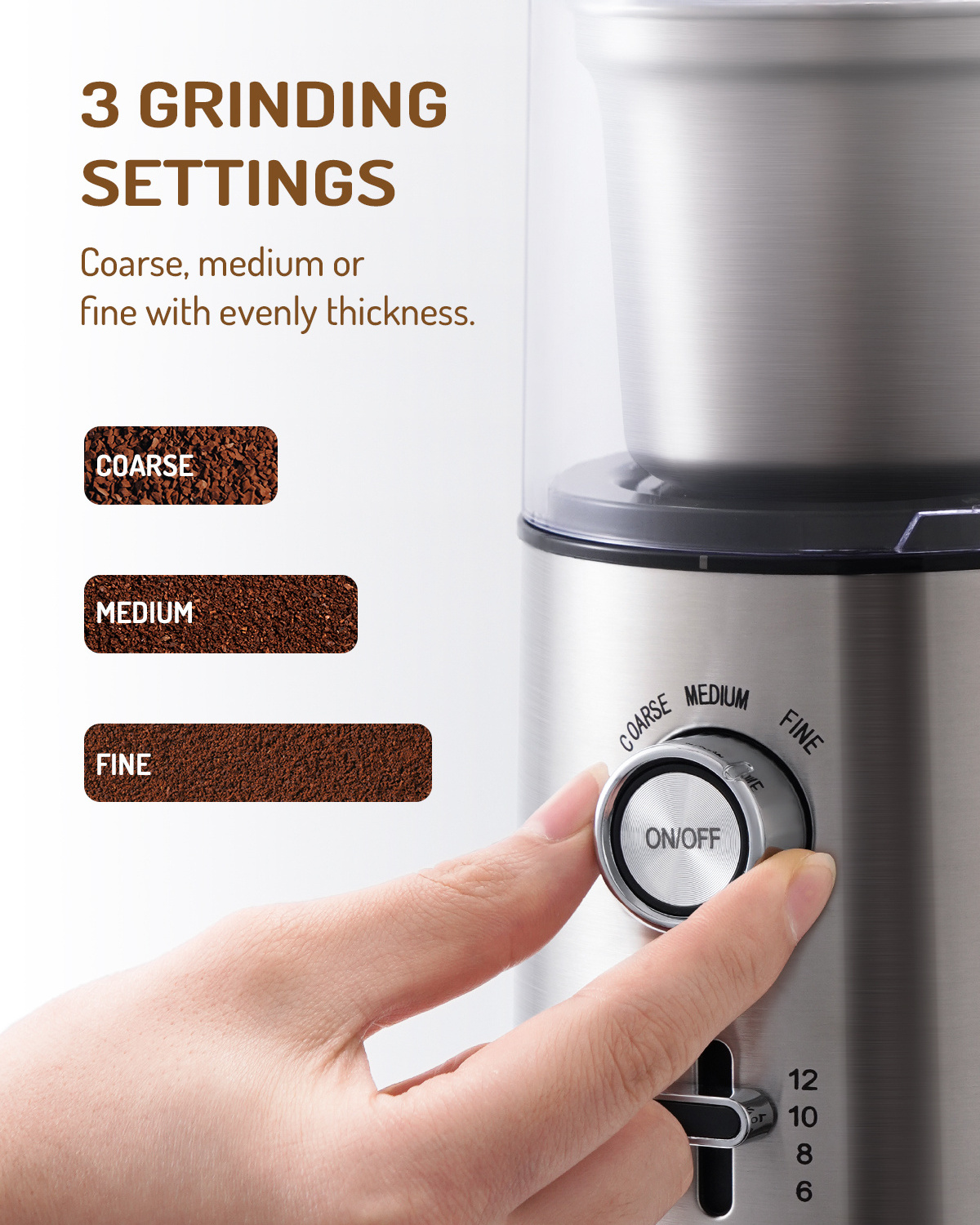 5 Cup Easy to Use Electric Coffee Grinder and Spice Grinder with Removable Dishwasher Safe Bowl Coffee Grinder