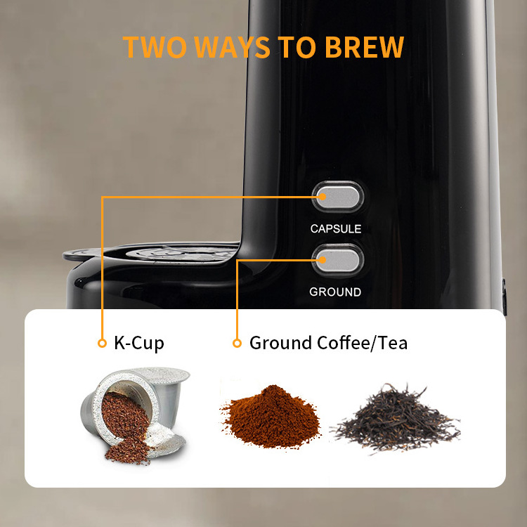 Iced Instant Coffee Machine K Cup & Ground Coffee Descaling Reminder and Self Cleaning Capsule Coffee Machine