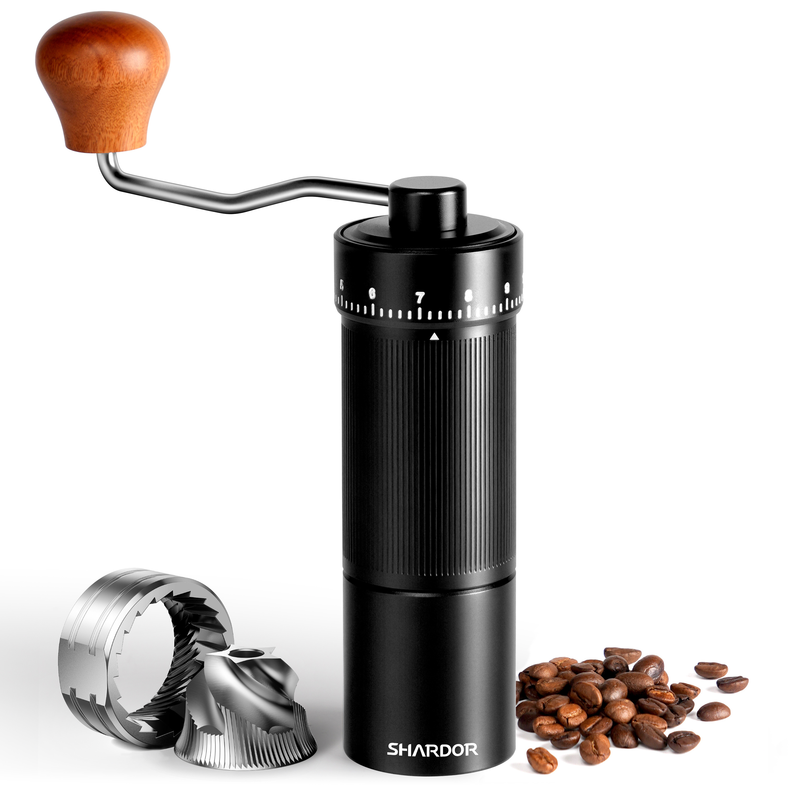 Small Handheld Coffee Grinder with Adjustable Coarseness CNC Stainless Steel Conical Burr Manual Coffee Grinder