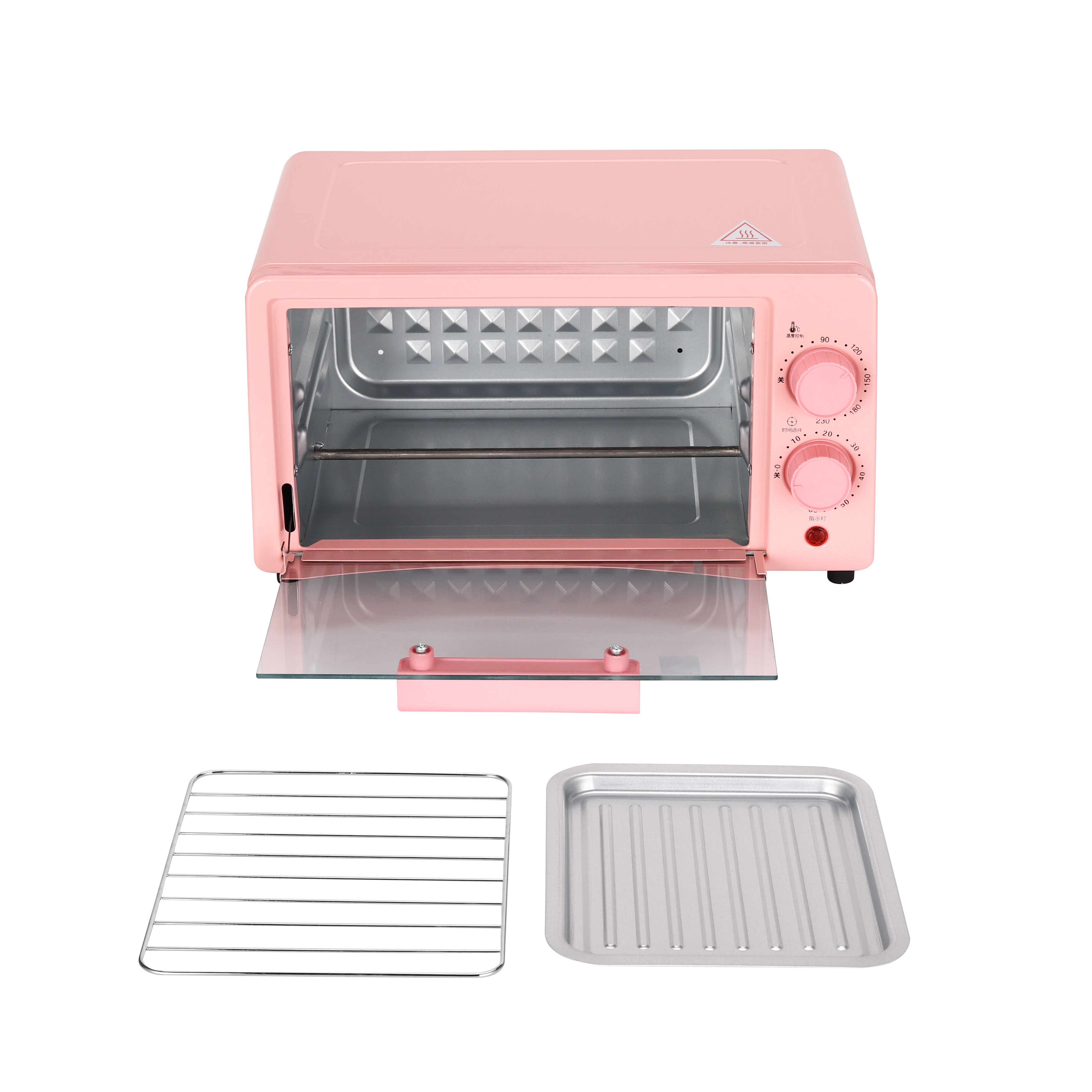 2 Slice 12L Portable Electrical Mini Toaster Oven for Bread Baking Element Metal Steel Glass