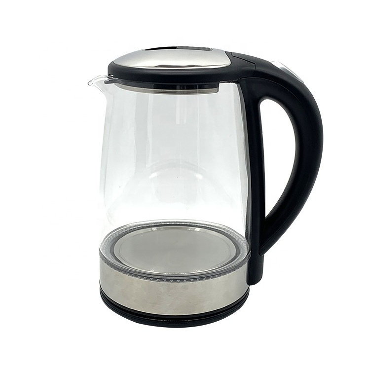 Cheap Price Portable 1.7L CE Glass Water Quickly Boiling Glass Tea Kettle with Blue LED light