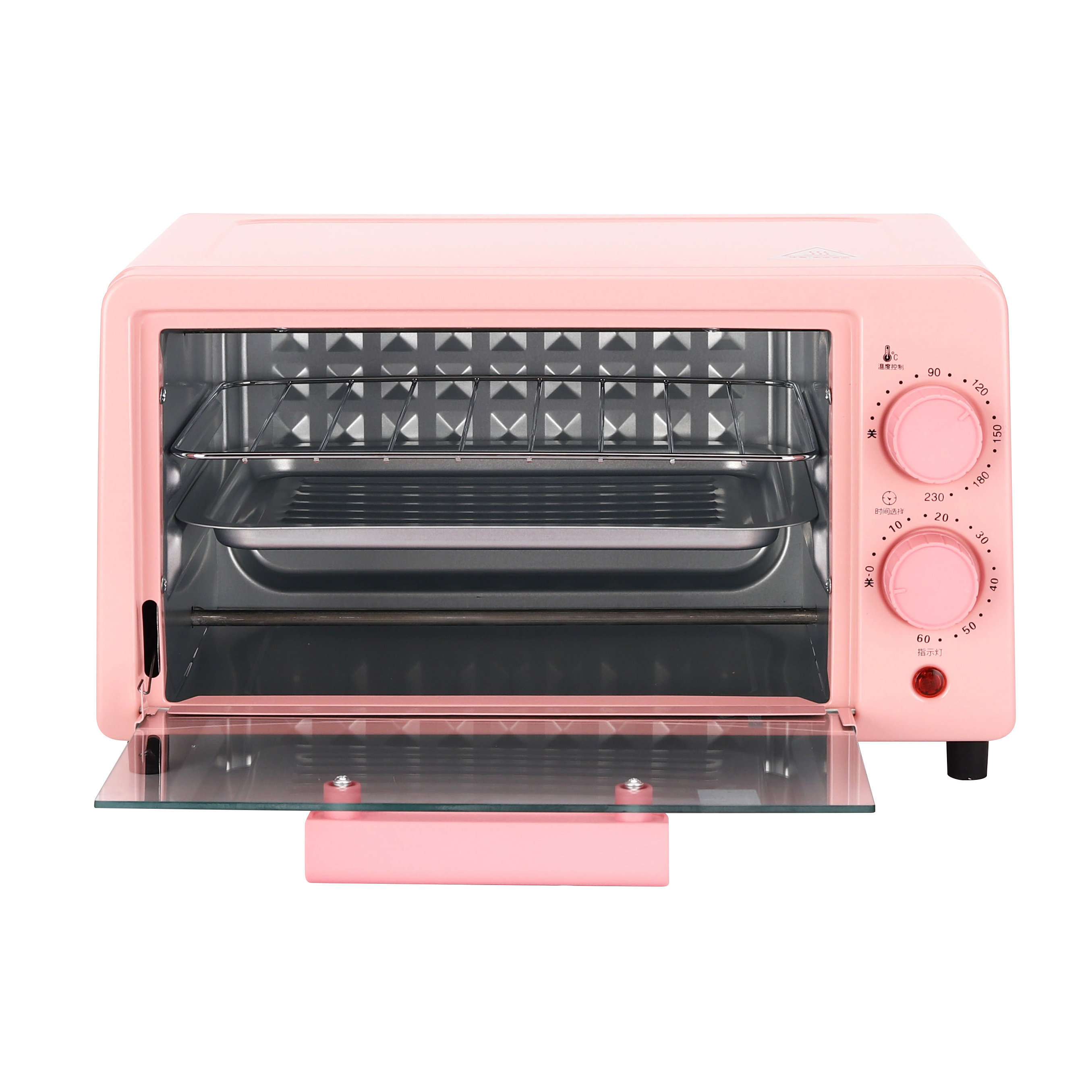 2 Slice 12L Portable Electrical Mini Toaster Oven for Bread Baking Element Metal Steel Glass