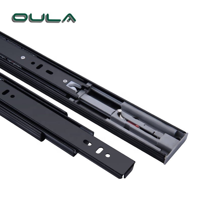 High quality black color furniture drawer slide rails soft closing push to open iron stainless steel drawer slides