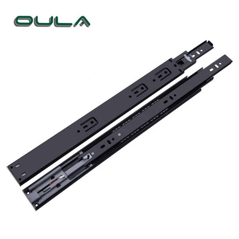 High quality black color furniture drawer slide rails soft closing push to open iron stainless steel drawer slides