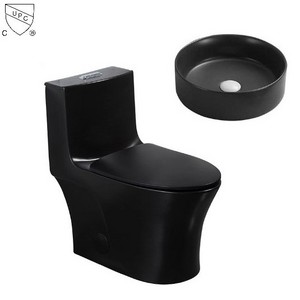 Cupc USA standard top sale sanitary ware black porcelain floor mounted toilet bowl countertop basin sink ceramic bathroom set