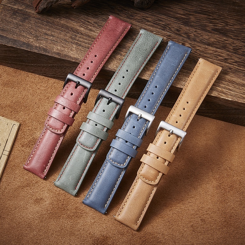 Manufacturer Direct Selling 8colors italian Watch Straps Leather 20mm 22mm Genuine Quick Release Strap with men Watch band