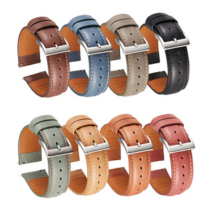 Manufacturer Direct Selling 8colors italian Watch Straps Leather 20mm 22mm Genuine Quick Release Strap with men Watch band