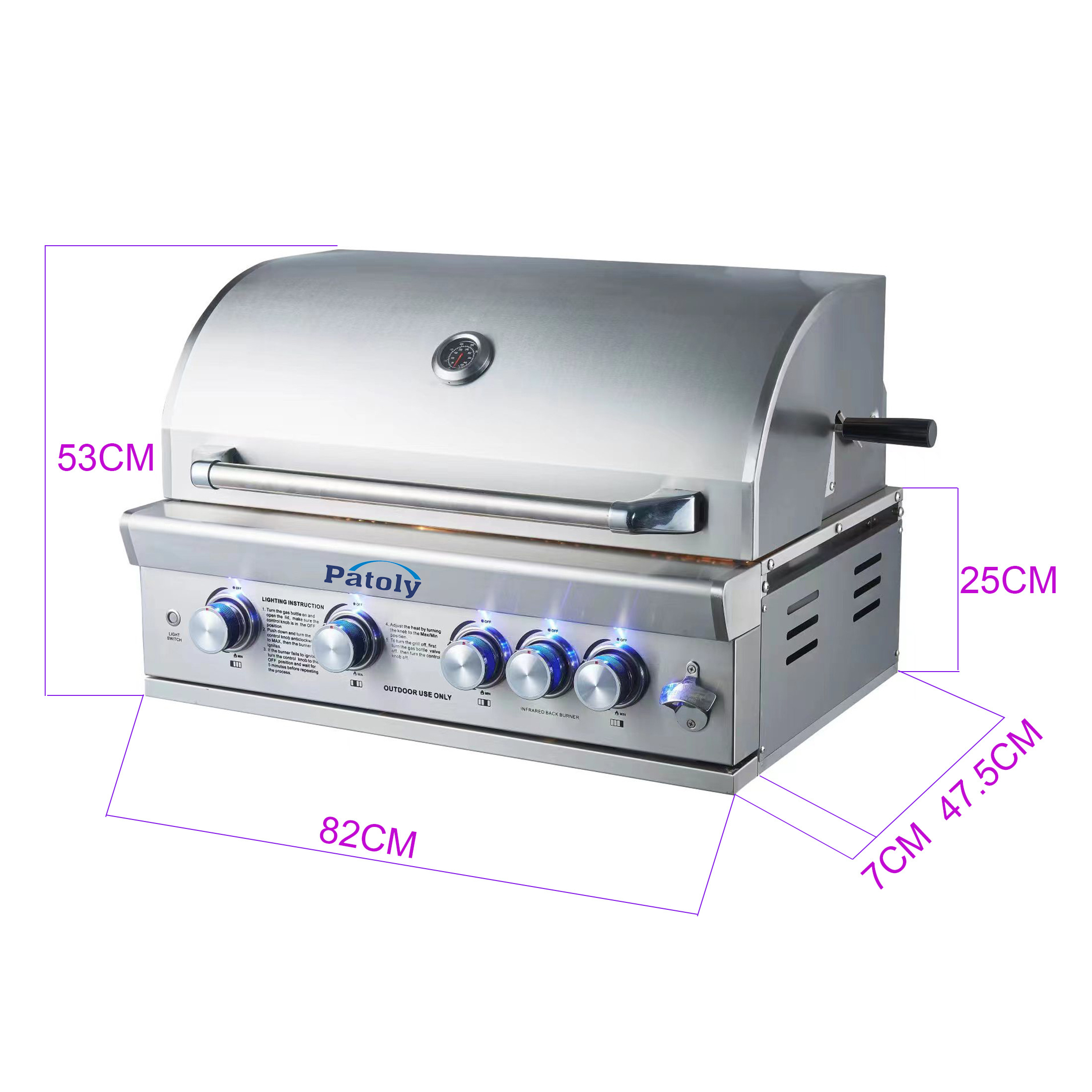 Roasted lamb/beef/chicken/meat Backyard Outdoor Charcoal BBQ Grill With Gas and LPG gas Stainless Steel 304