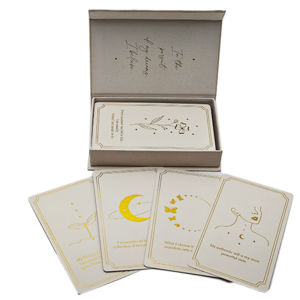 custom gold foil positive affirmation cards with magnetic box