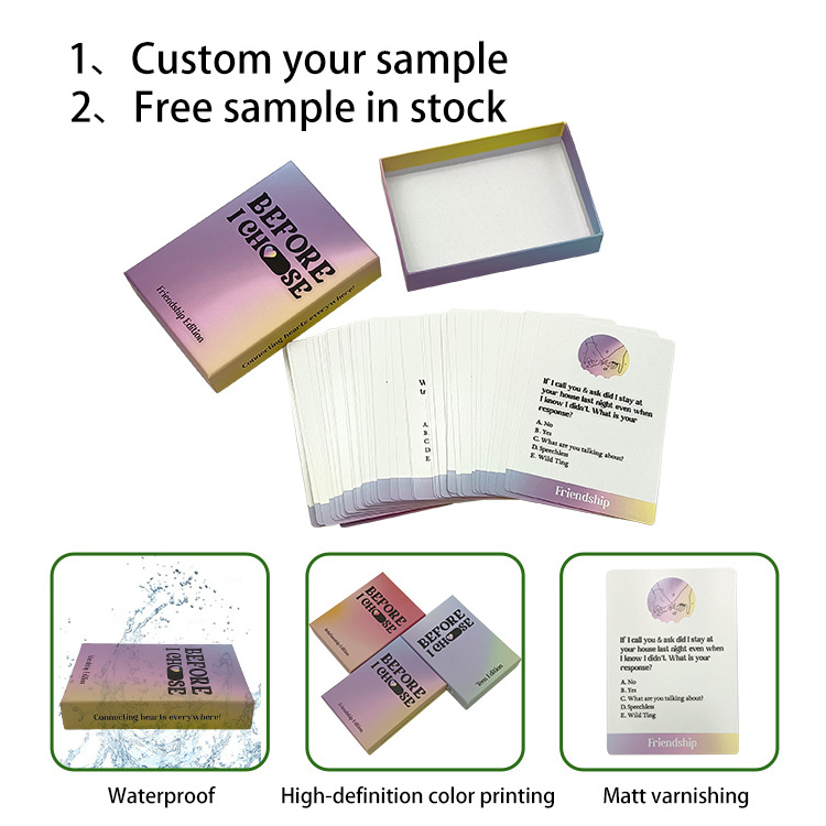 Free Sample Custom Printing Personalized Design And LOGO High Quality Waterproof Party The Mind Card Game