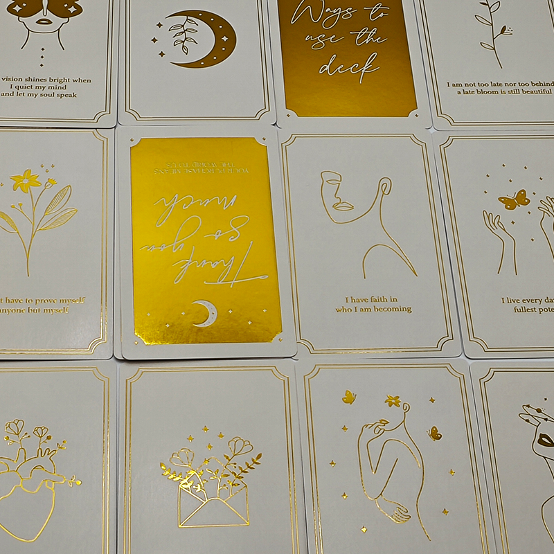 custom gold foil positive affirmation cards with magnetic box